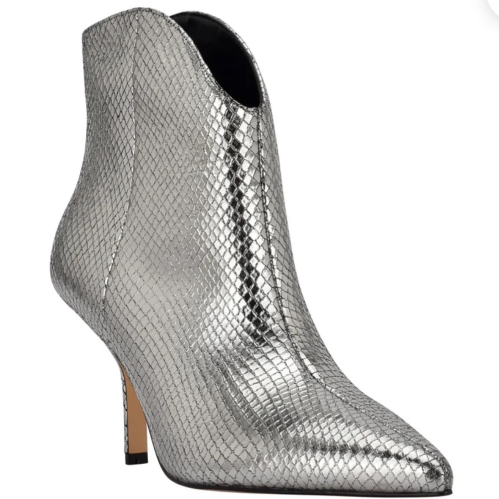 🌸MARC FISHER🌸Haylian Metallic Silver Bootie Size:5